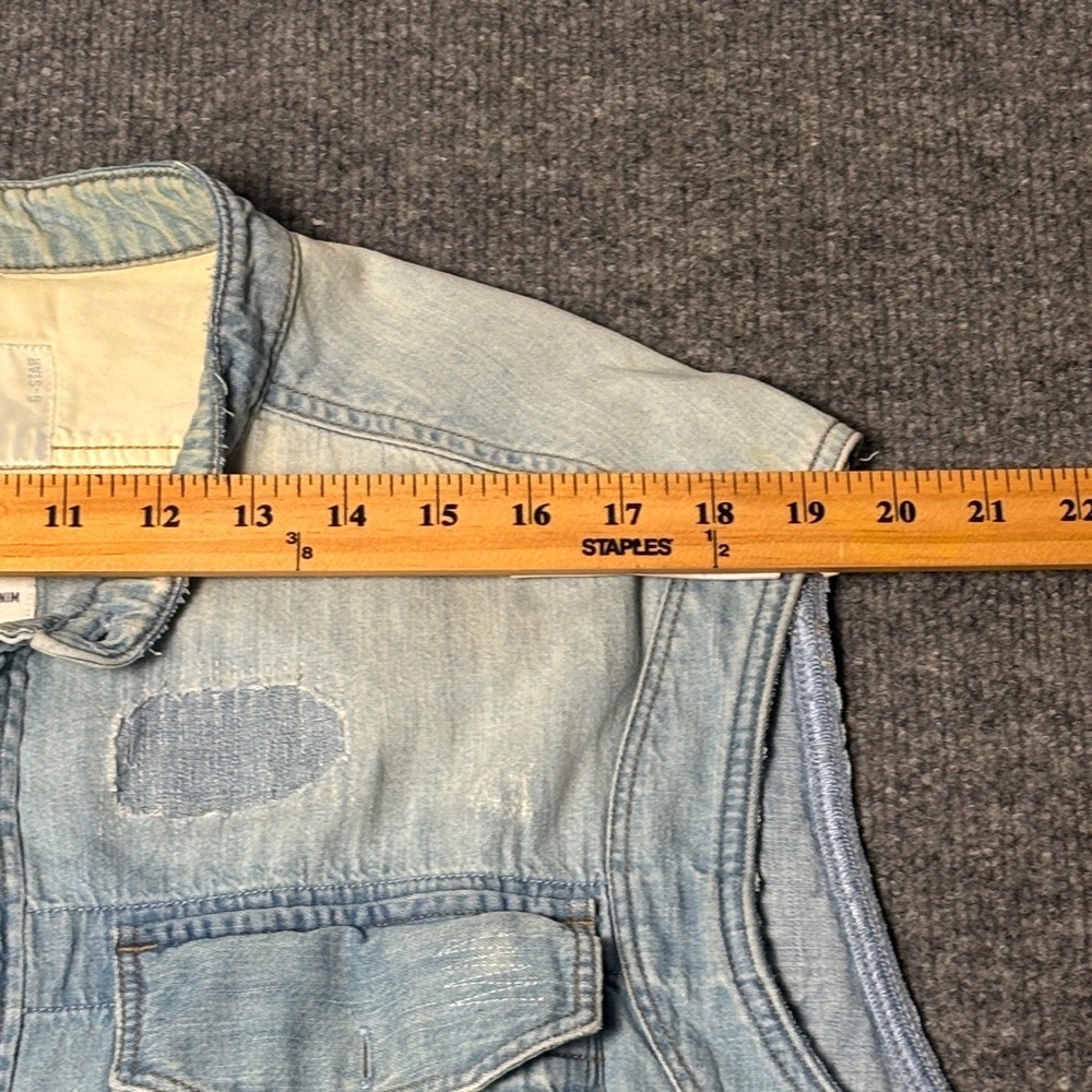 G-Star Raw Denim Vest Mens XXL Blue Distressed Wolker Shirt D00435 - Picture 13 of 15
